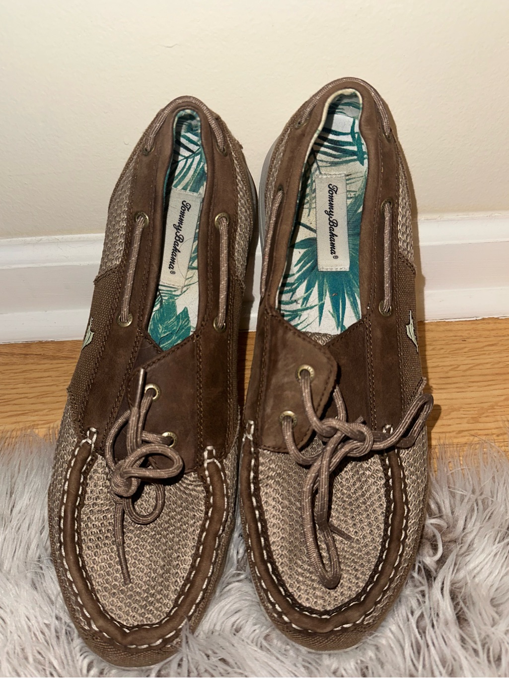 Tommy Bahama Taupe/Brown Men's Woven Boat Shoes